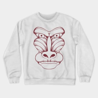 Baboon dark red line art Crewneck Sweatshirt